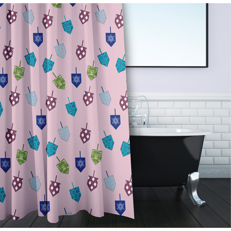 Rideau de douche à motif Dreidel, Rose clair