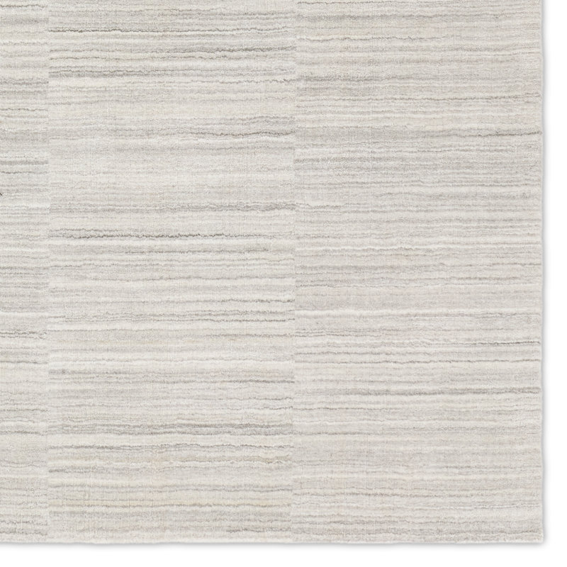 Tapis gris uni et taupe clair fait à la main Gurdip BI29 (6 pi x 9 pi)
