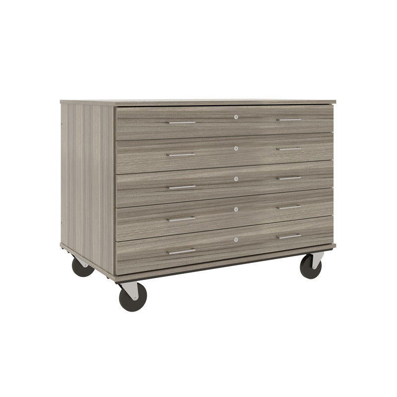 Armoire mobile à 5 compartiments avec roulettes, H 36 po x l 48 po x P 29 po, Orme ombré