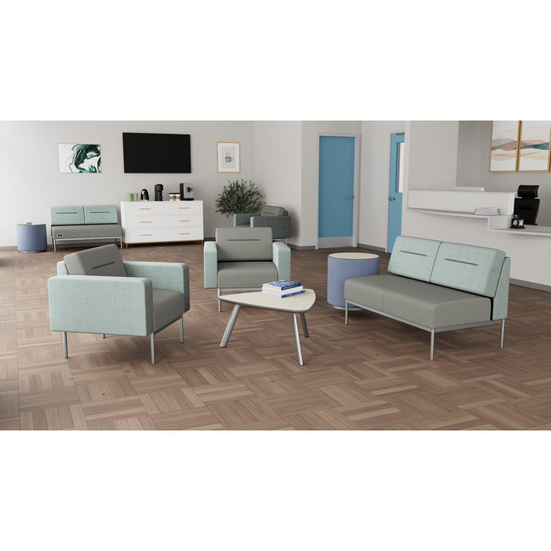 Chaise d'invité sans accoudoirs Darsey, Avec alimentation, Noir, Gris chambray