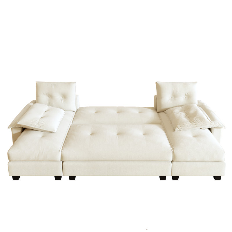 Maelina 104.7" Sectional Modular Sleeper Sofa Bed, Beige