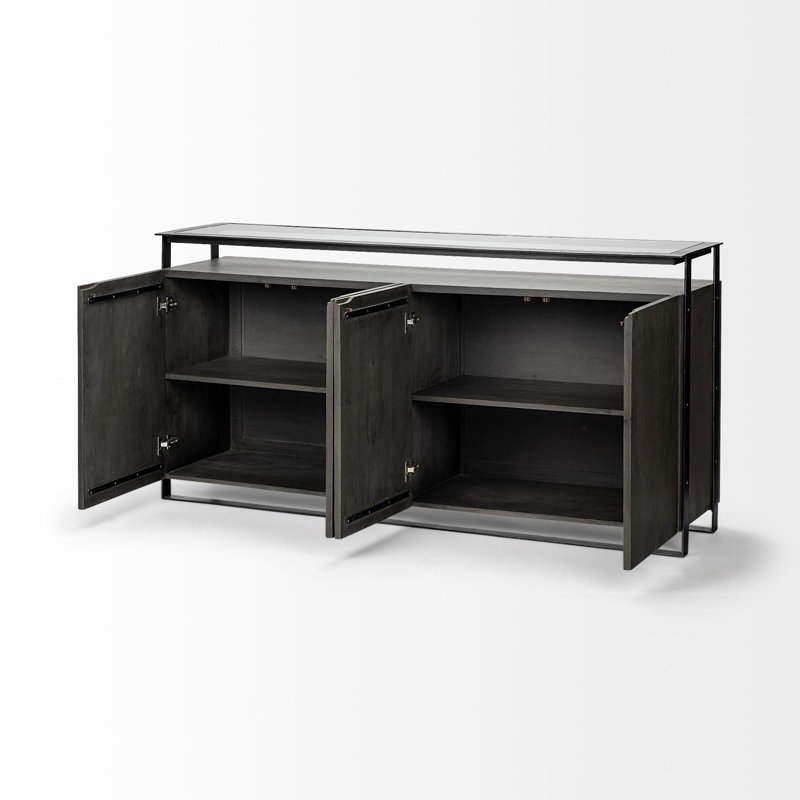Buffet en bois de manguier de 72 po de largeur Elvera