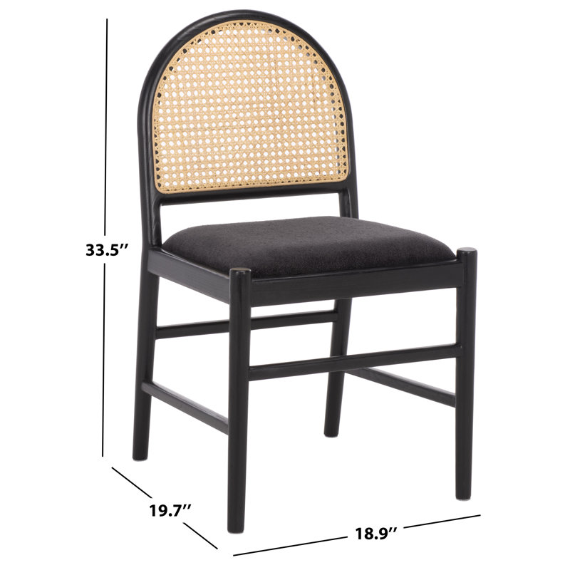 Laylie Leather Upholstered Dining Chair, Black Boucle, Black