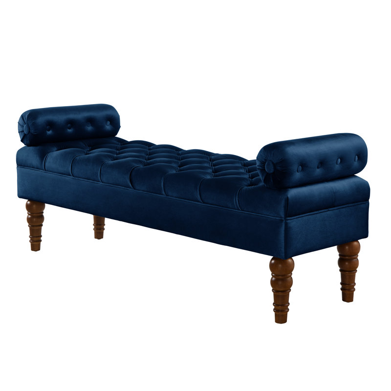 51.48" W Tufted Upholstered Bench, Navy