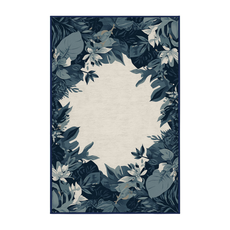 Tapis beige tropical lavable à la machine Panameno, 6 x 9