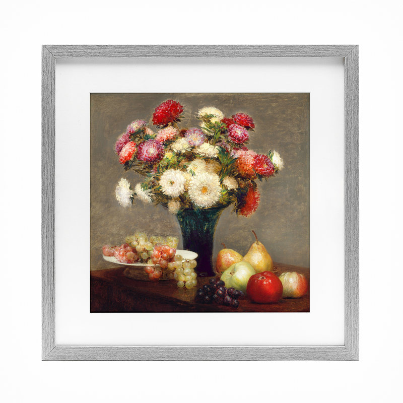 «Fruit & Asters Still Life», reproduction encadrée sous verre, conception de CAD Designs, H 16 po x l 16 po