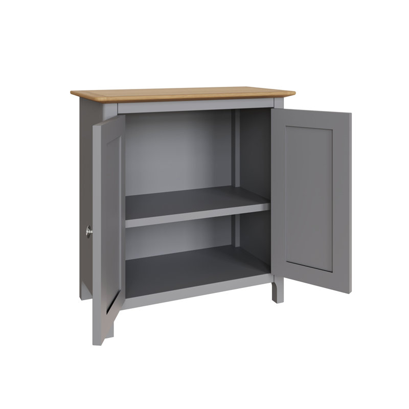 Daris 2 Door Compact Sideboard Buffet Storage Cabinet. 65cm Wide. Polished Chrome Handles., Grey