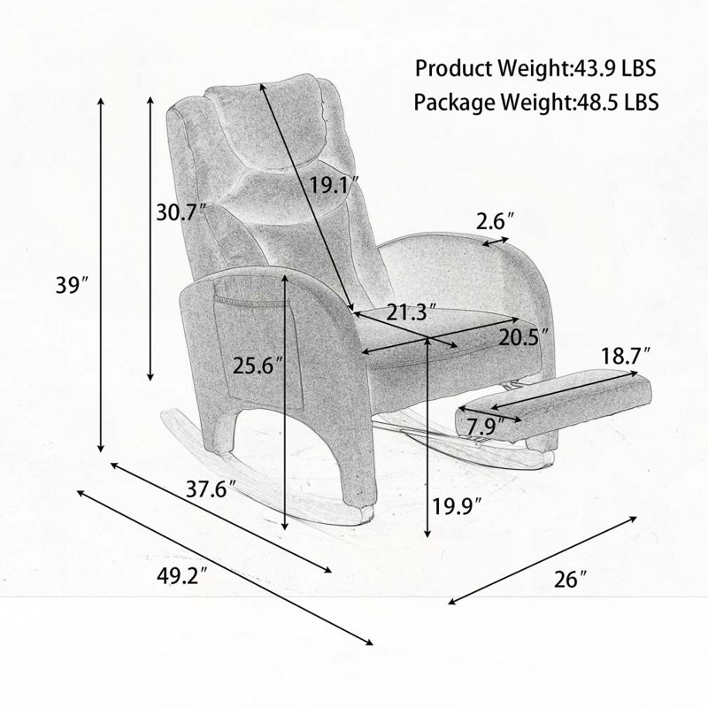 Chaise berçante rembourrée en tissu Teddy, Ivoire ivoire
