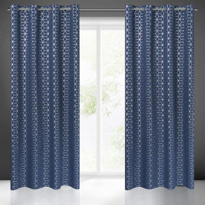 Bullis Blackout Curtain Panel Pair Single Panel, Navy