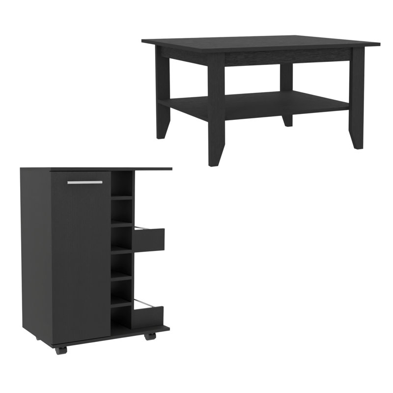 Ensemble de deux tables basses en bois noir