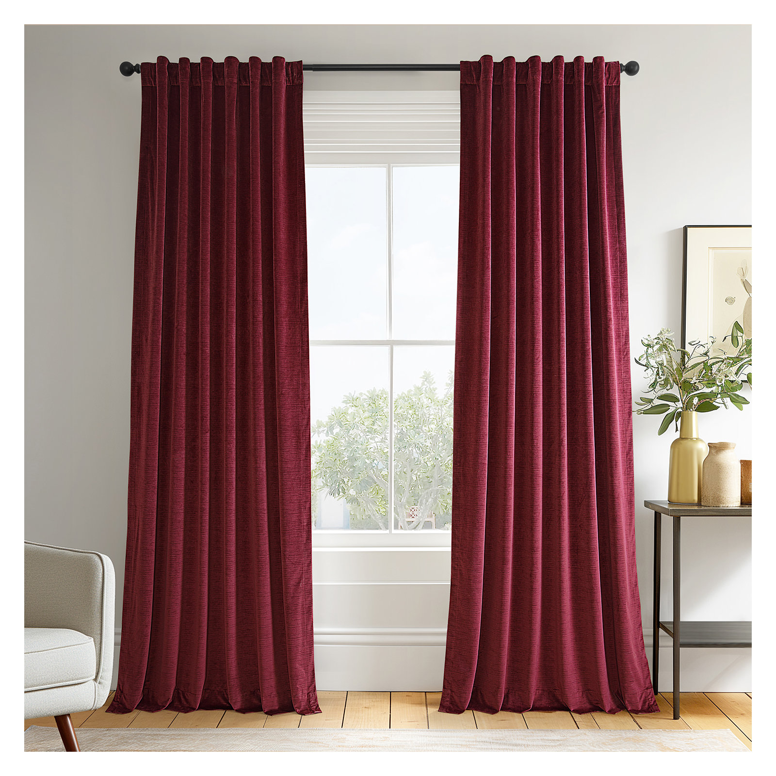 Ravello Burnout Velvet Curtains (1 Panel) Room Darkening Curtains For Bedroom & Living Room Curtains, 50" W x 108" L