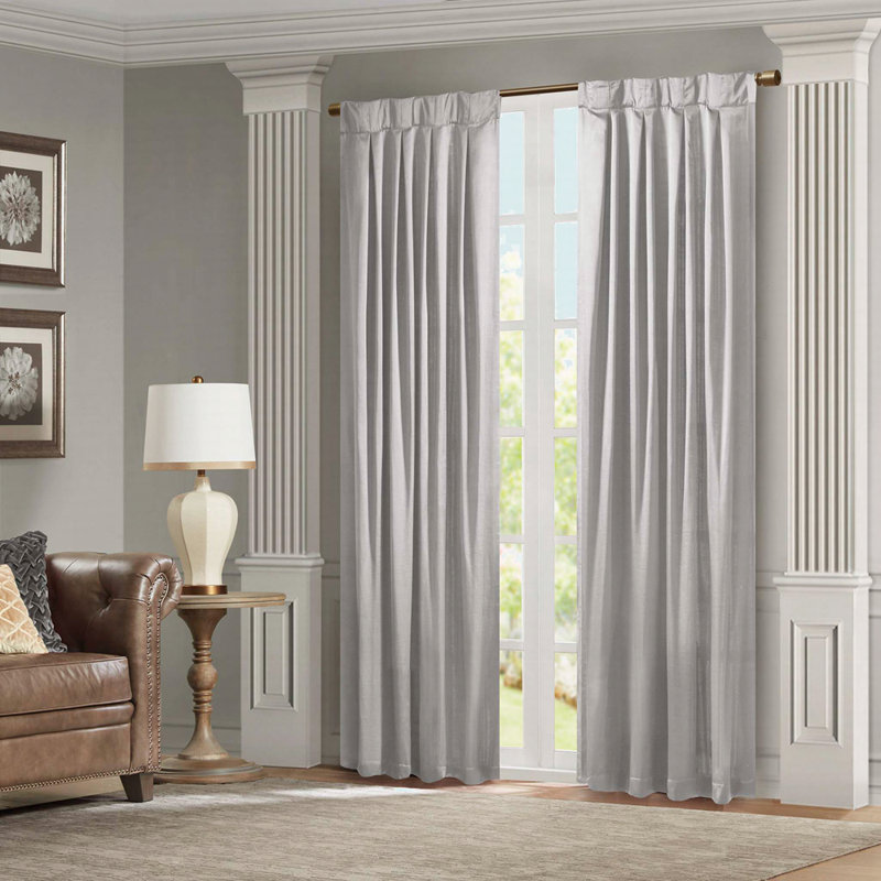 Pleat Curtain Panel With Tieback (Single) 52X84", Silver