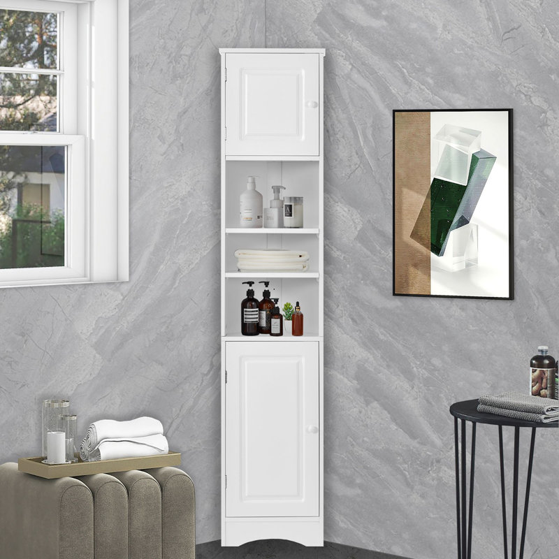 Armoire de salle de bain autoportante Cenia, Blanc