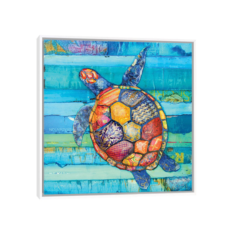 «Honu» par Danny Phillips - impression d'art graphique, Pas de tapis, H 26 po x l 26 po x P 1,5 po, Toile blanche encadrée