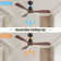 Kemp 48" 3-Walnut Solid Wood Blades Ceiling Fans With Remote and no Light