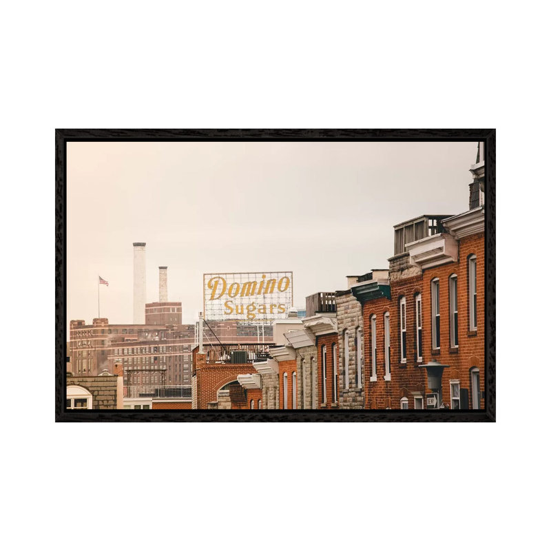 Federal Hill Baltimore Skyline 1 Piece Wall Art on Canvas, 45.72cm H x 66.04cm W x 3.81cm D, Black Framed