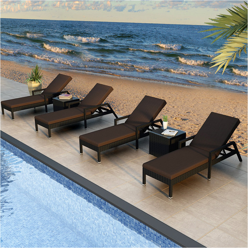 Obaid Outdoor Chaise Lounge, Coffee Bean, Canvas Henna Sunbrella® Canvas
