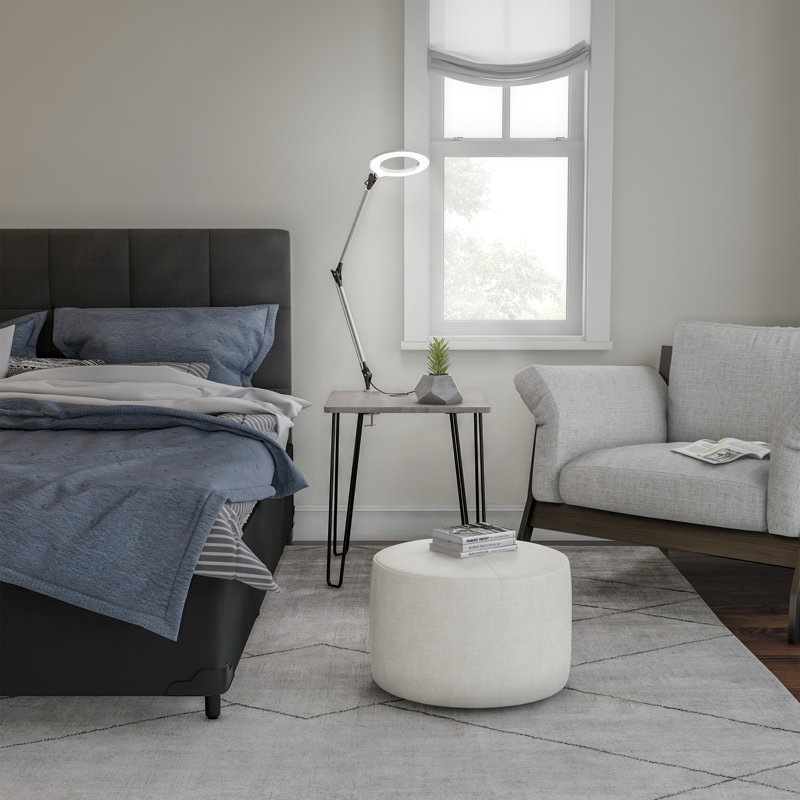 Lampe de bureau argentée de 17,5 po Dezerae, lampe de bureau à DEL avec bras pivotant avec pince, éclairage naturel réglable pour le bureau à domicile, la chambre à coucher ou le dortoir