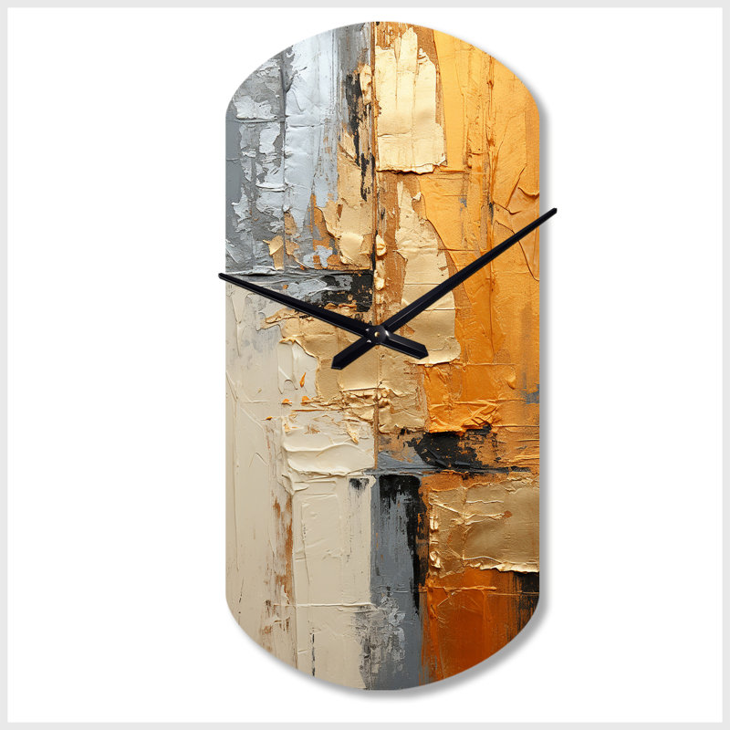 Horloges murales cylindriques en métal doré, géométrie brillante dorée, horloges murales asymétriques abstraites, Grand