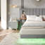 4ft6 Upholstered Bed With 2 Bedside Lamps,charging Socket-1435240064-1435240126