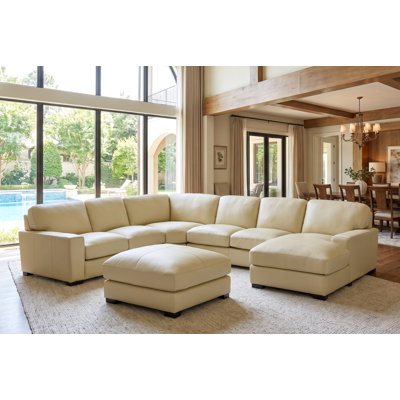 Antanisha Leather U-Shaped Sectional