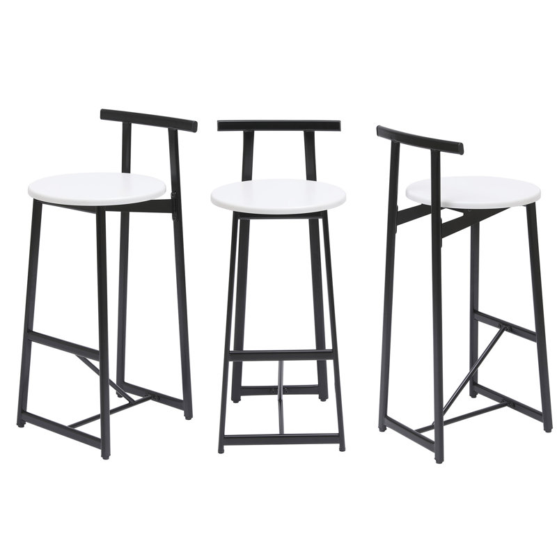 Comptoir en métal de 3 po de 27 po de hauteur, facile à assembler, avec siège ergonomique noir et blanc à 3, Blanc/Noir