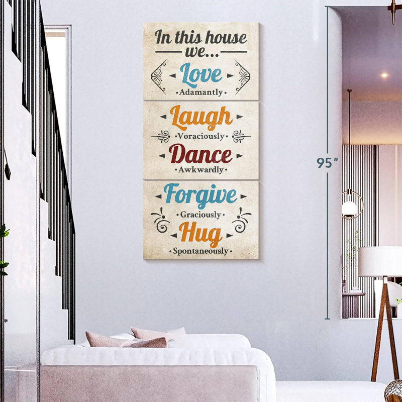 Plaque murale «Blissful Family Rules», H 75 po x l 36 po
