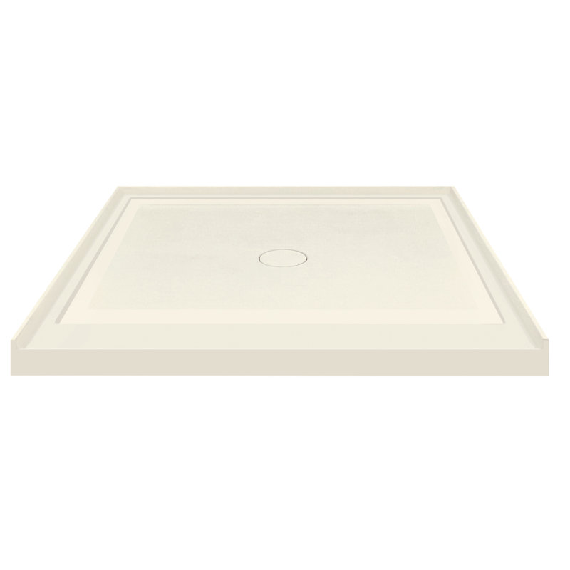 Transolid 36-in x 36-in Cast Solid Surface Shower Base with Concealed Center Drain, Cameo