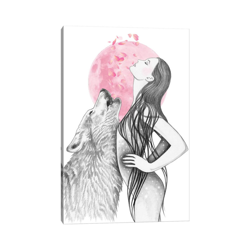 Pink Moon by Andrea Hrnjak - Wrapped Canvas Painting, 66.04 cm H x 45.72 cm W x 1.91 cm D