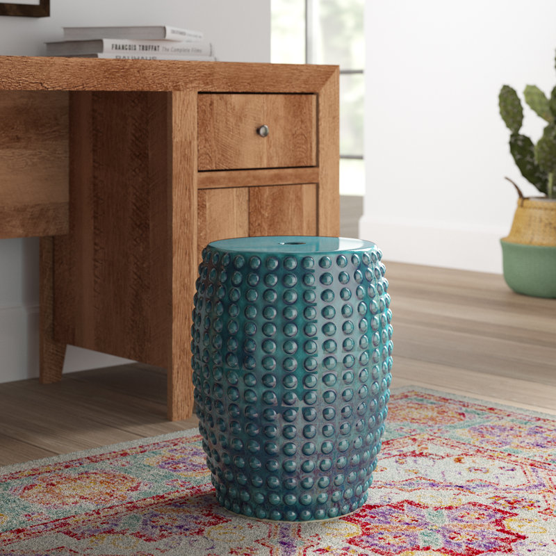Castorena Ceramic Accent Stool, Green