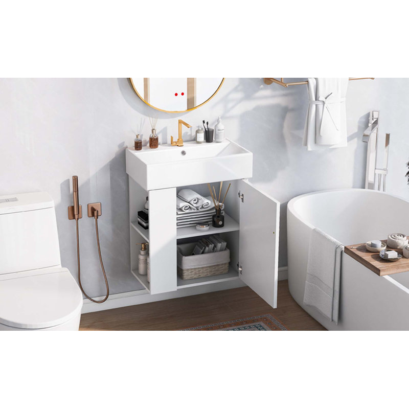 Modern Floating Bathroom Vanity With Ceramic Basin