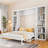 Queen Bed With Desk And Bookshelf, White - Resilient Pine Wood Build. Space Saving In Bedroom. No Spring Box Needed. Abundant Storage. Foldable Size Shelves For Central Point, Zealous &