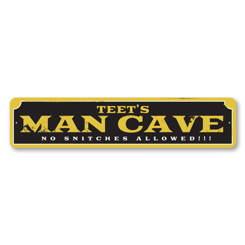 Panneau en métal «No Snitches Man Cave», H 4 po x l 18 po x P 0,04 po