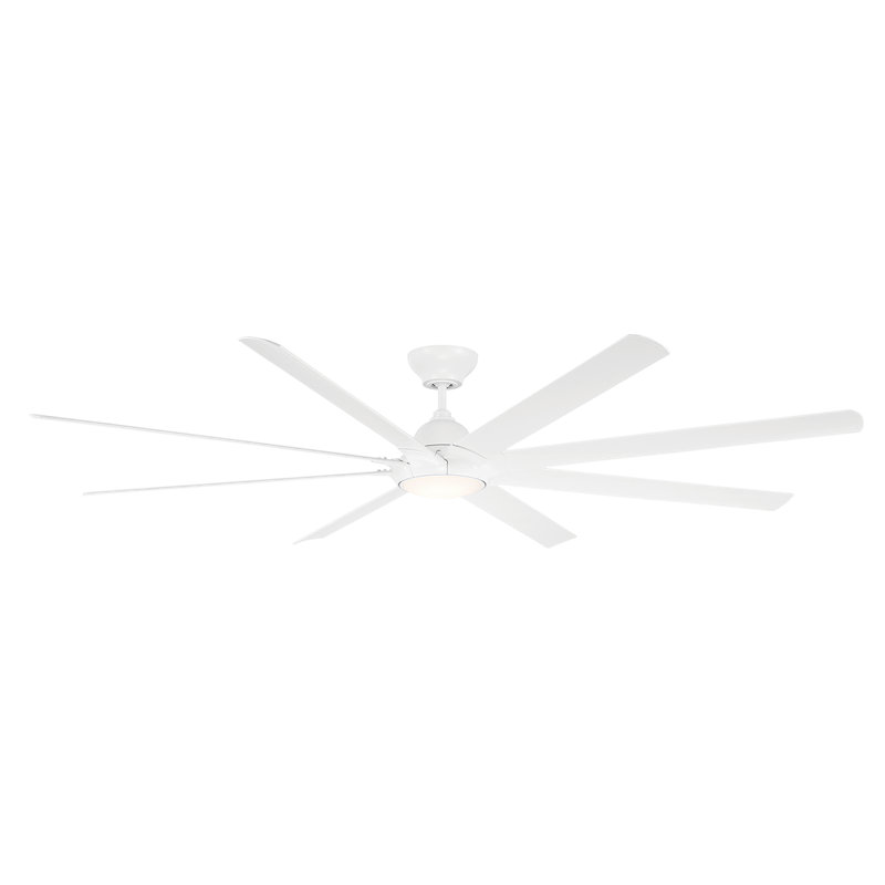 Hydra 9"6 8 - Blade Outdoor Smart Standard Ceiling Fan with Wall Control and Light Kit Included, Works With Alexa and iOS or Android App