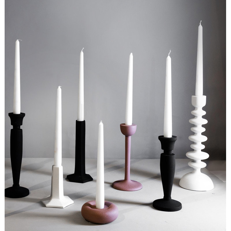 Porte-bougie en aluminium Giedre, Blanc, H 12,25 po x l 4,5 po x P 4,5 po