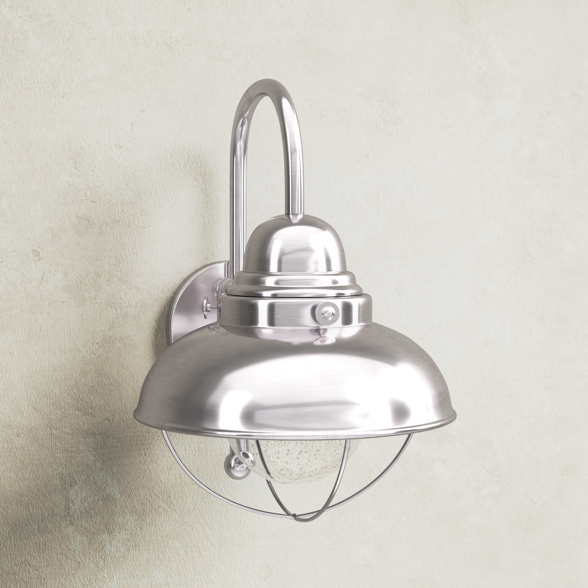 Audrey Single Light Bell Outdoor Aluminum Wall Light, Brushed Stainless
