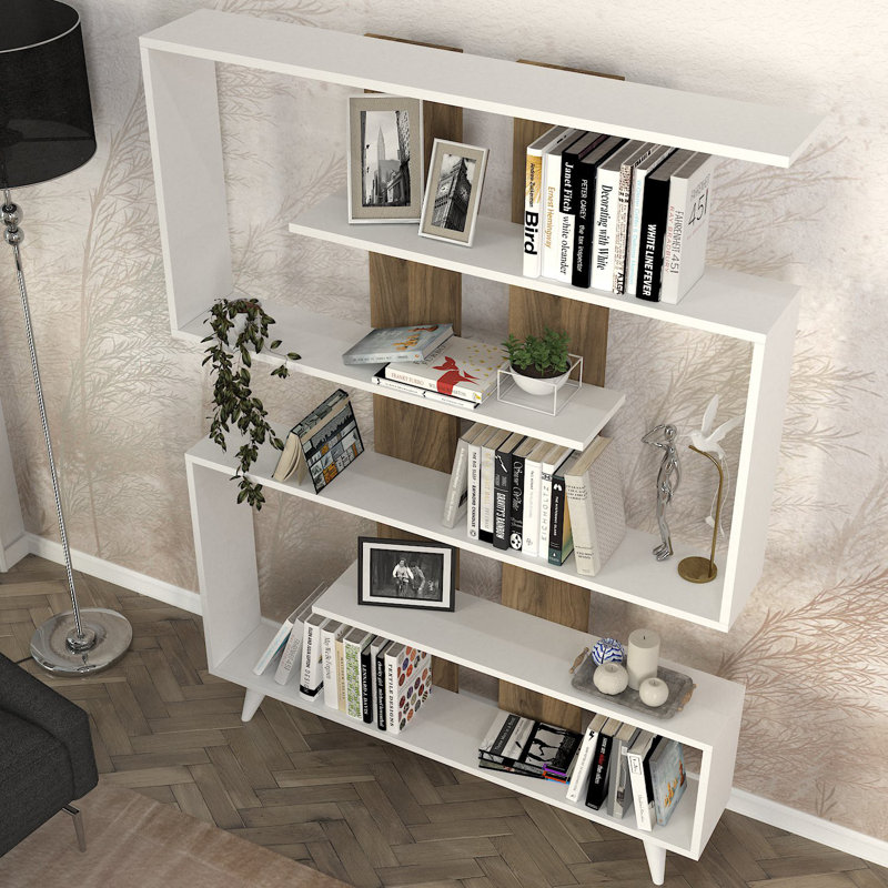 Alberts Bookcase, White/Walnut