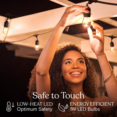 Guirlande lumineuse d'extérieur à DEL de 48 pi avec 15 ampoules Edison S14 blanches et résistantes aux intempéries Ambience Pro
