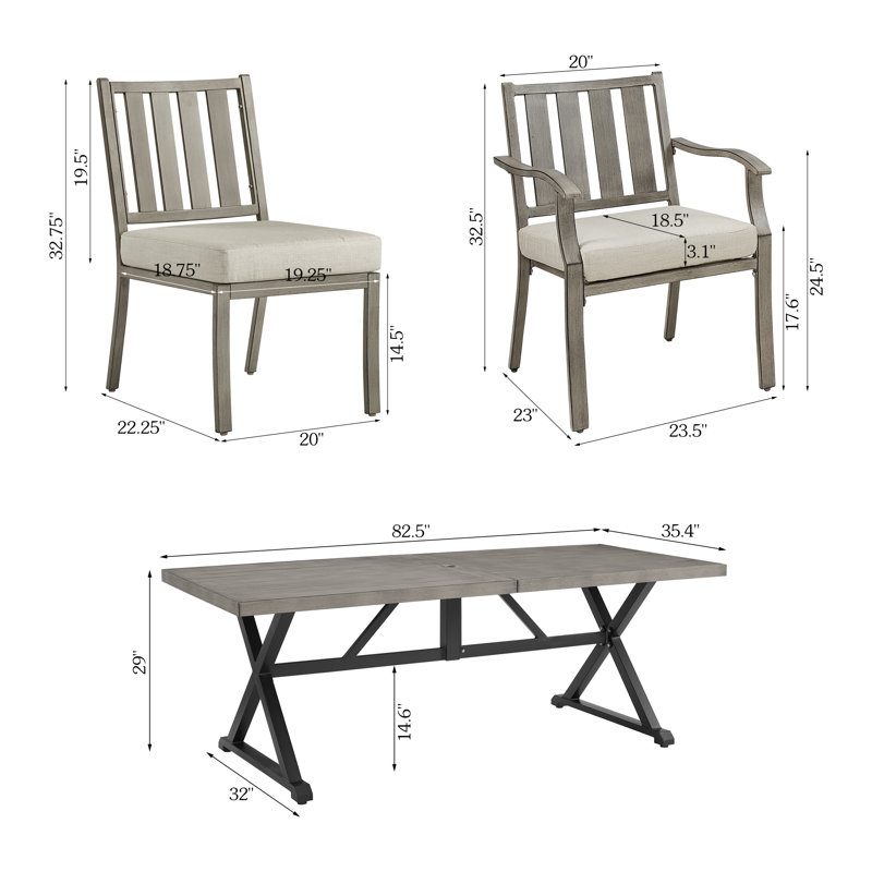 Ensemble repas pour 8 personnes avec coussins Sunbrella® Azur Patio