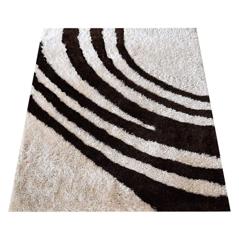 Manns Hand Tufted Shag POLYESTER ECO-FRIENDLY AREA RUGS - Rectangle | Ivory & Brown Color | Contemporary Design | Area rugs for living  room, bedroom