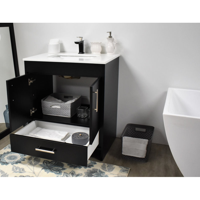 Ensemble de meuble-lavabo simple 30 po Annily, Noir, Brillant