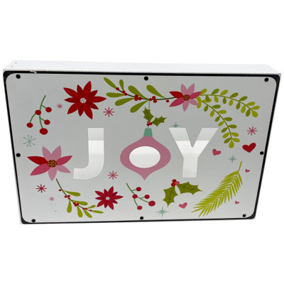 Enseigne murale de Noël 12 "en bois et métal" Joy "