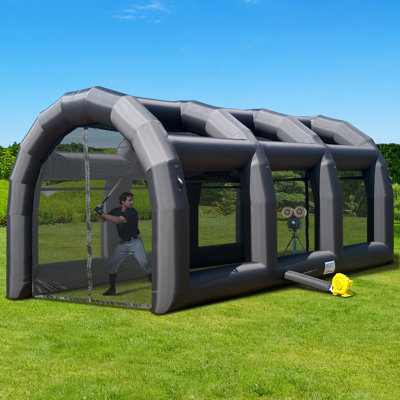 Inflatable Batting Cage 20×11.5×9.8FT with Blower, Enclosed Inflatable Baseball Cage for Batting & Pitching Practice and Multi-Sport Training