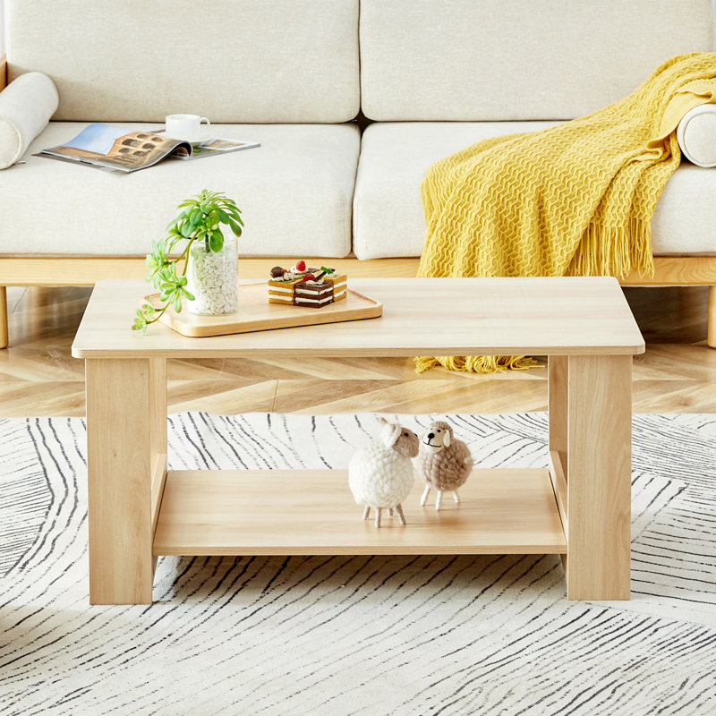 Table basse Bonni, H 16,5 po x L 43,3 po x l 21,6 po, Bois naturel