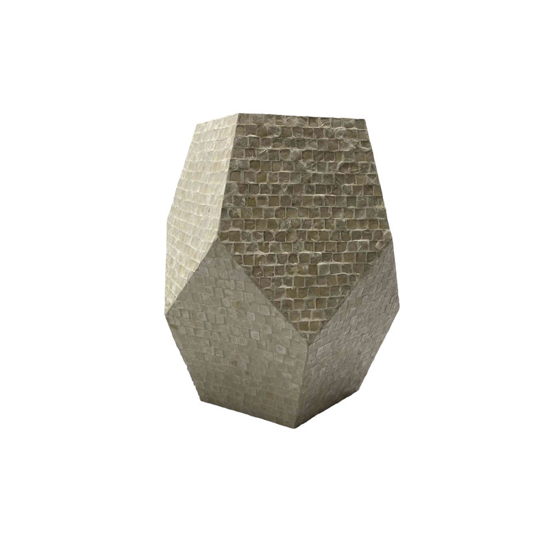 Cole And Grey Mother Of Pearl Shell Handmade Cream Side End Accent Table