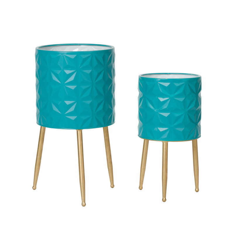 Jade Glam Indoor Metal Pot Planter 3-Leg Metal Base - Set