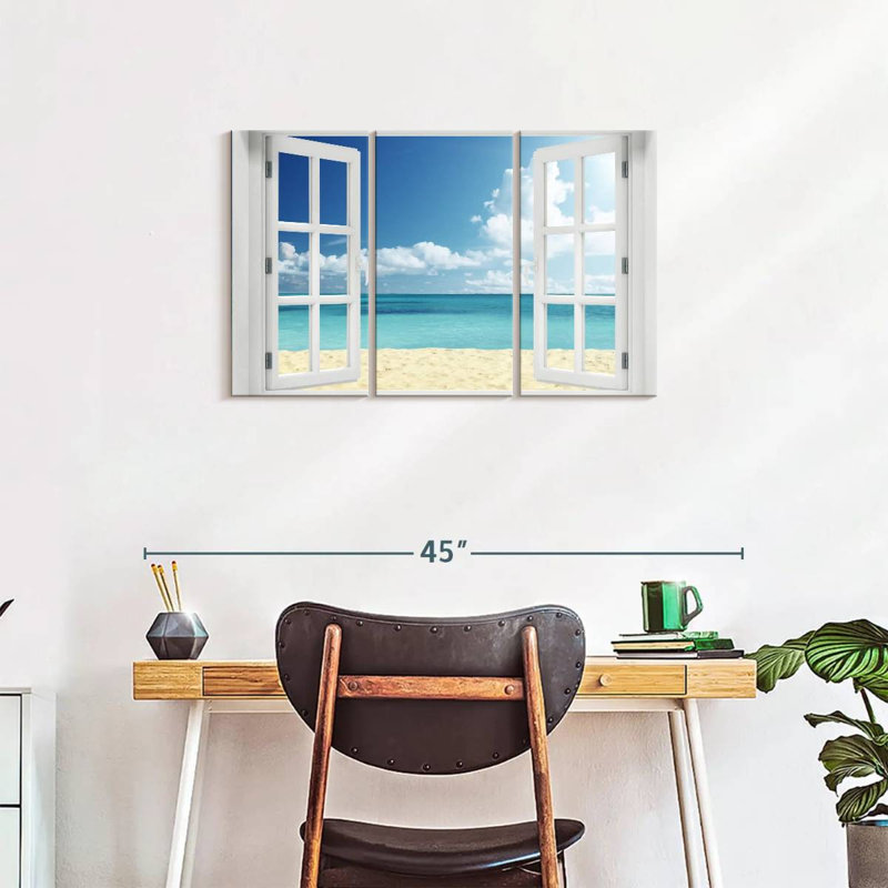 «Window to distance beach», reproduction sur toile, H 33 po x l 20 po x P 1,25 po