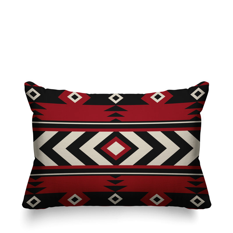 Coussin intérieur / extérieur Fika Southwestern, Rouge