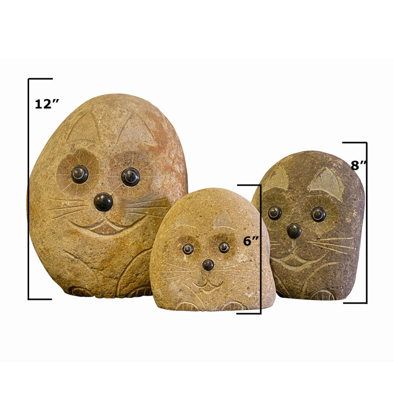 Famille de chats Boulder Stone Stone Creations 3 pi 4 po 6 po 8 po, H 12 po x l 20 po x P 20 po