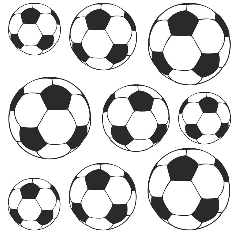 Adhésif décoratif ballons de soccer, Noir, H 20 po x l 20 po x P 0,01 po